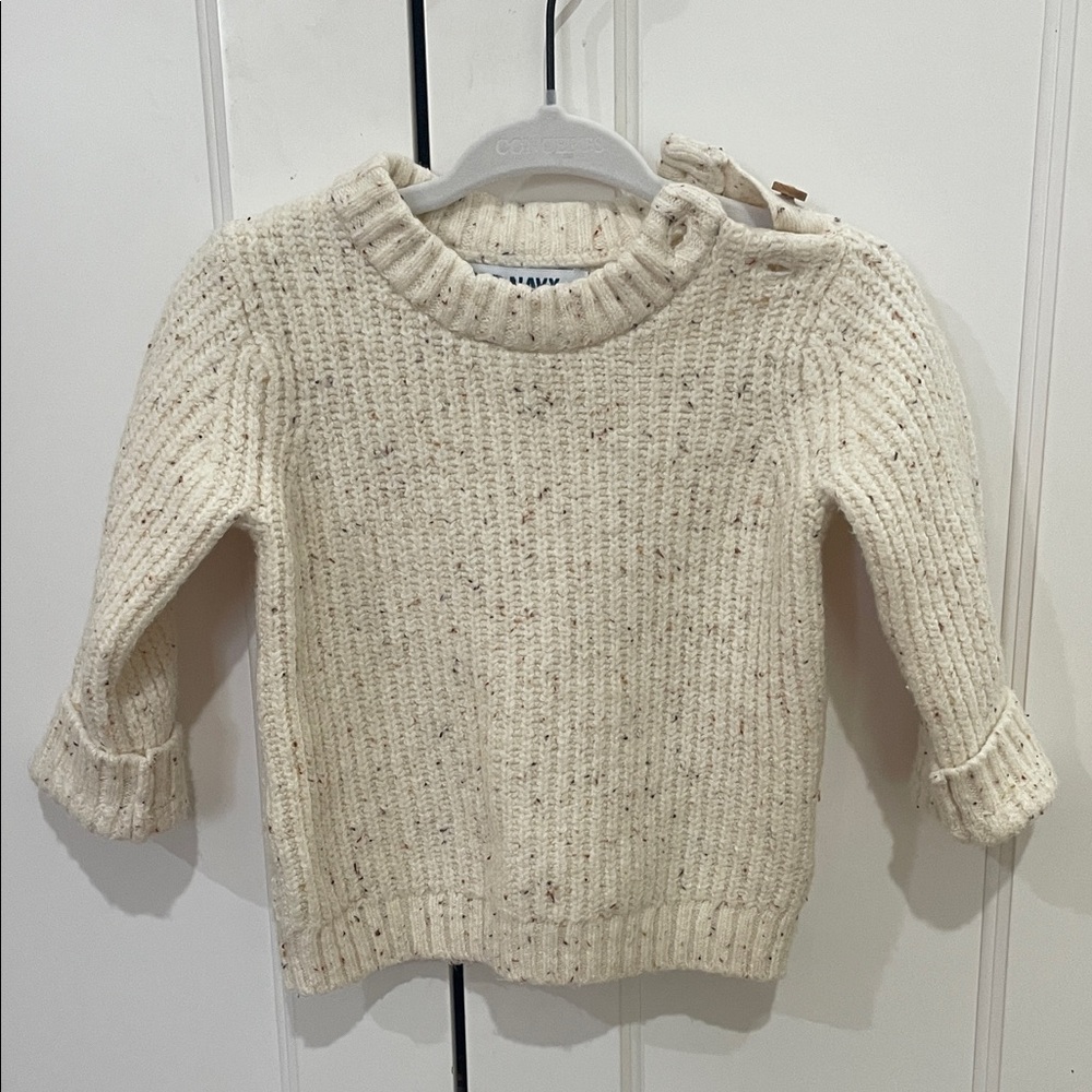 Old Navy Cream Speckled Ribbed Knit Sweater